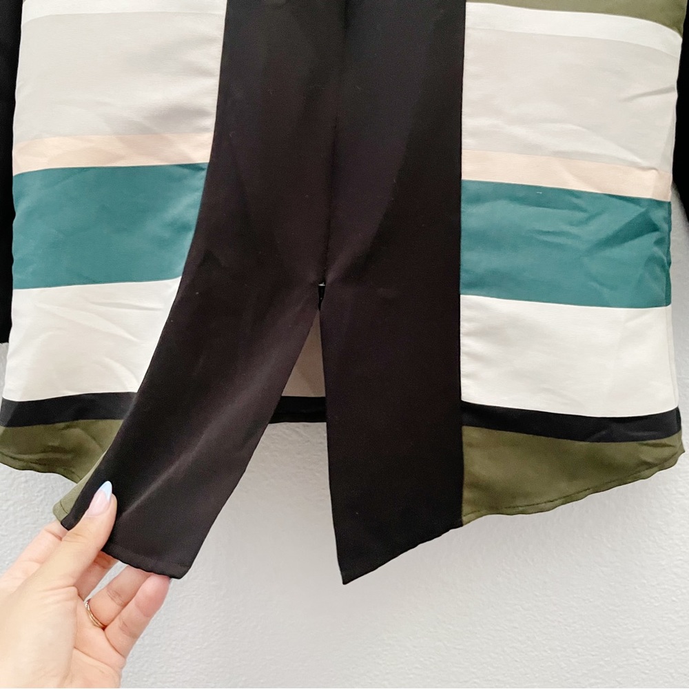 Anthropologie Striped Blouse - Black, White, Teal, Olive - Picture 4 of 6